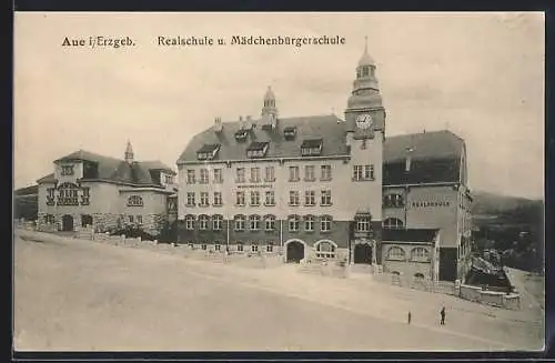 AK Aue / Erzgebirge, Realschule und Mädchenbürgerschule