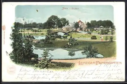 AK Leipzig, Partie im Palmengarten, Blick von Süden