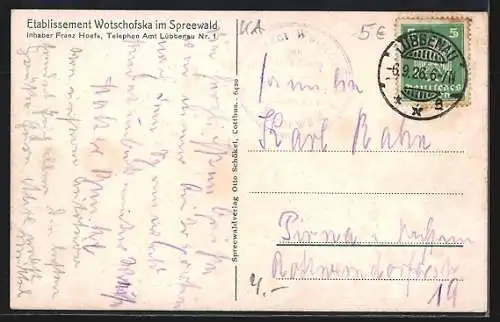 AK Lübbenau, Restaurant Wotschofska, Leute in Tracht
