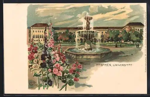 Künstler-AK G. Graf: München, Universität