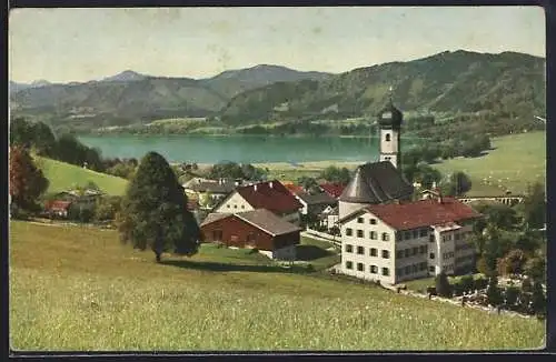 AK Gmund, Ortsansicht mit Tegernsee