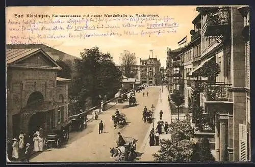 AK Bad Kissingen, Kurhausstrasse mit Wandelhalle und Maxbrunnen