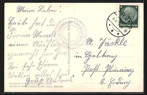 AK Schloss Herrenchiemsee aus der Vogelschau