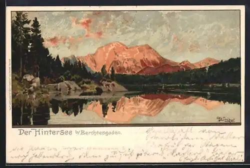 Künstler-AK Otto Strützel: Berchtesgaden, Blick über den Hintersee