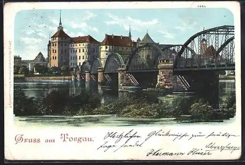 AK Torgau, Schloss und Brücke
