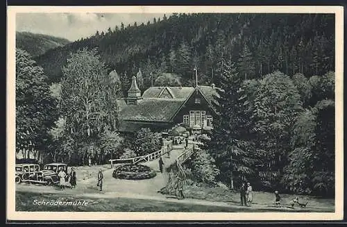 Künstler-AK Freiberg / Sachsen, Blick zur Schrödermühle