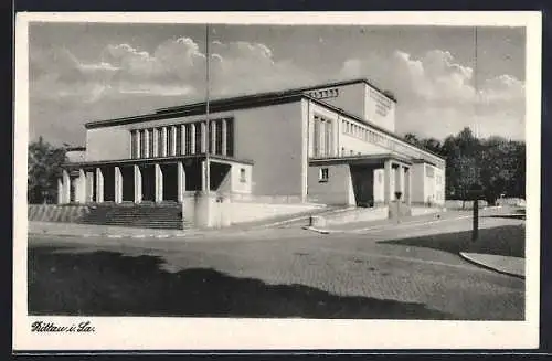 AK Zittau / Sa., Strassenpartie am Stadttheater