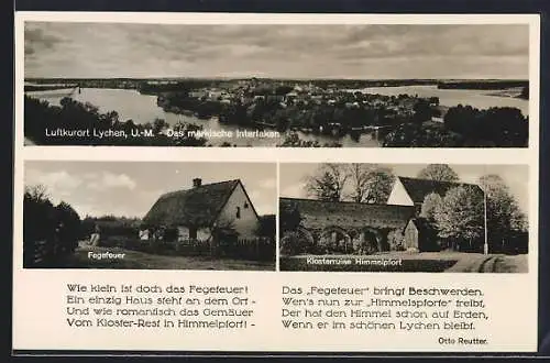 AK Lychen, Blick auf das märkische Interlaken, Fegefeuer, Klosterruine Himmelpfort