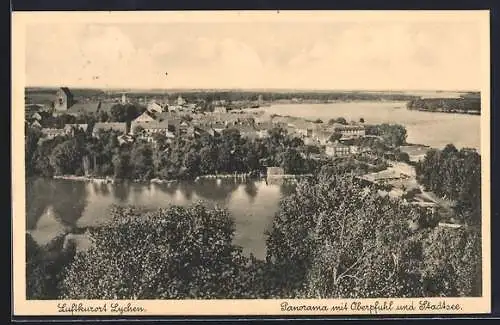 AK Lychen, Panorama mit Oberpfuhl & Stadtsee