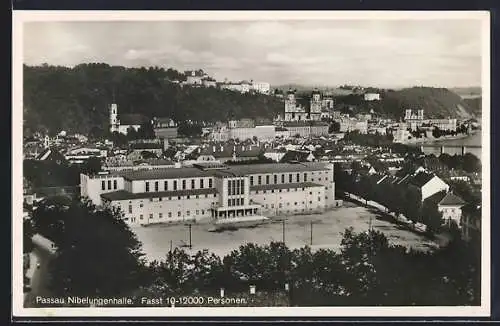 AK Passau, Teilansicht mit der Nibelungenhalle