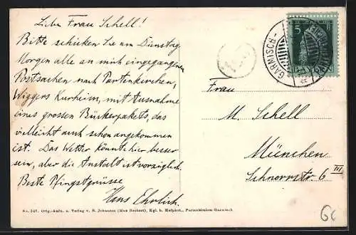 AK Partenkirchen, Der Floriansplatz mit d. Zugspitze