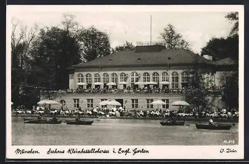 AK München-Schwabing, Seehaus Kleinhessellohersee im Englischen Garten