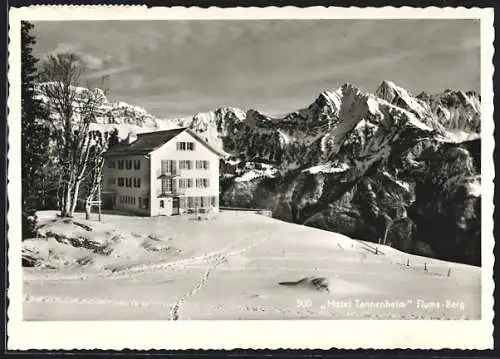 AK Flums-Berg, Verschneites Hotel Tannenheim, Bes. Fam. Remo Kurath