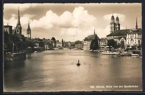 AK Zürich, Blick von der Quaibrücke