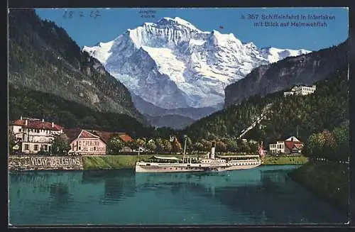 AK Interlaken, Schiffeinfahrt mit Blick auf Heimwehfluh