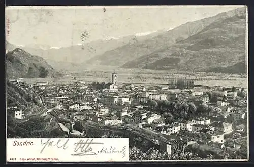AK Sondrio, Blick über die Dächer mit Bergpanorama