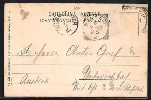 AK Sondrio, Blick über die Dächer mit Bergpanorama