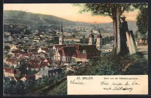 AK St. Gallen, Blick von der Falkenburgstrasse