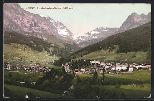 AK Louèche-les-Bains, Ortsansicht mit Bergpanorama