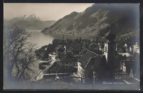 AK Gersau, Ortsansicht mit dem Pilatus