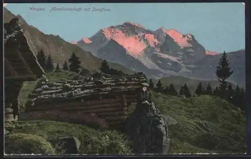 AK Wengen, Alpenlandschaft mit Jungfrau