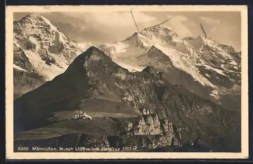 AK Männlichen, Gasthaus mit Mönch und Jungfrau im Panorama