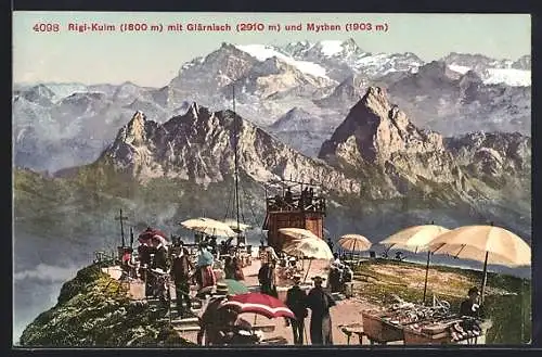 AK Rigi-Kulm, Aussichtsplattform mit Glärnisch und Mythen im Panorama