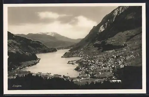 AK Lungern, Totalansicht mit See- und Bergpanorama