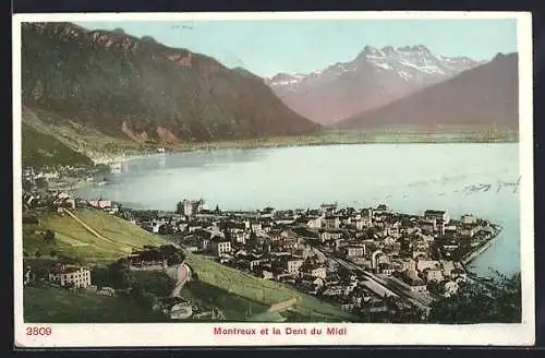 AK Montreux, Vue générale et la Dent du Midi