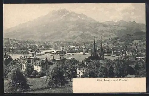 AK Luzern, Stadtansicht mit Pilatus