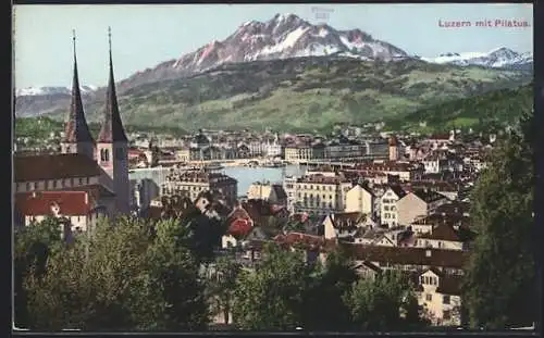 AK Luzern, Teilansicht mit Pilatus