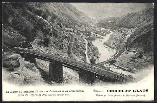 AK Giornico, La ligne du chemin de ter du Gothard à la Biaschina pres de Giornico