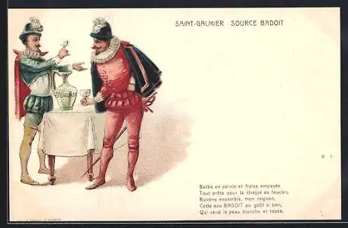 Lithographie Reklame, Saint-Galmier Source Badoit, Conquistadores