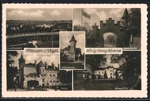 AK Plauen /Vogtl., König Georg-Kaserne, Wache, Lazaretthof