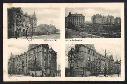 AK Worms a. Rh., Infanteriekaserne, Mehrfachansicht