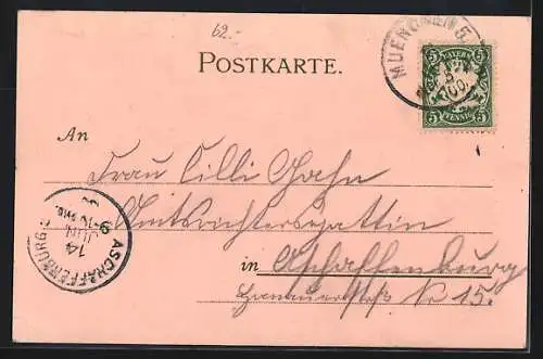 Lithographie München, Justizpalast und Karlsplatz