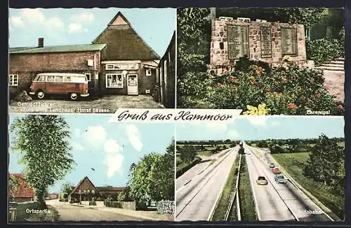 AK Hammoor / Bargteheide, Autobahn, Ehrenmal, Gemsichtwaren Zum alten Landhaus Horst Lassen, VW Bulli