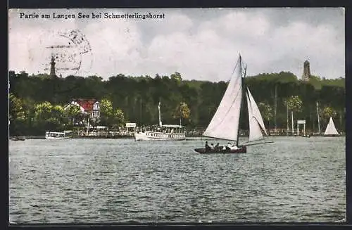 AK Berlin-Köpenick, Partie am Langen See mit Gasthaus und Booten