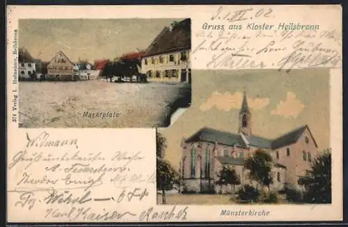 AK Heilsbronn, Münsterkirche des Klosters, Marktplatz