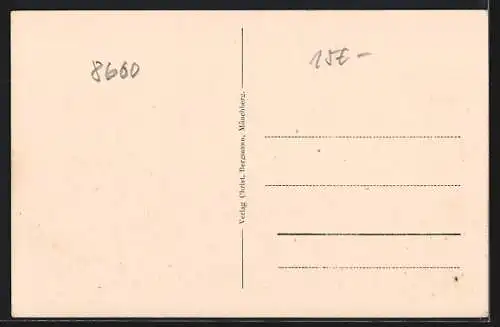 AK Münchberg, Totalansicht gegen Süden mit Kirche