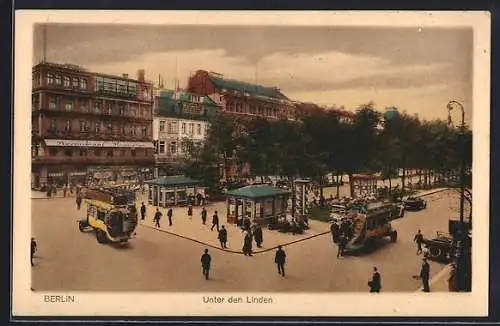 AK Berlin, Partie Unter den Linden mit Restaurant Kranzler
