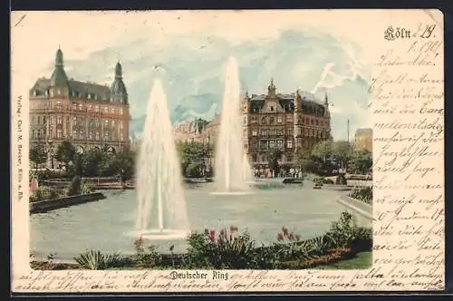 AK Köln-Neustadt, Deutscher Ring mit Fontainen