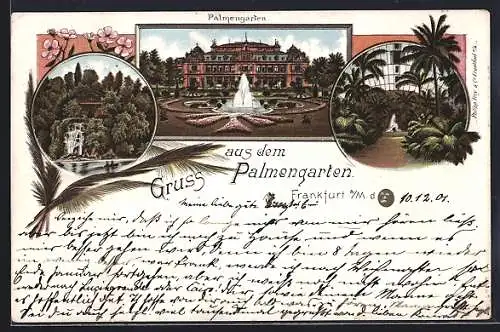 Lithographie Frankfurt-Westend, Ansichten aus dem Palmengarten