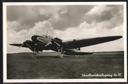 Foto-AK Schnellverkehrsflugzeug He 111 vor dem Start