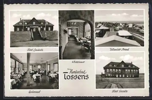 AK Tossens, Hotel Schloss am Meer, Bes. Herbert Junge, Speisesaal, Teilansicht Strand