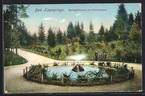 AK Bad Lippspringe, Springbrunnen im Fichtenwald