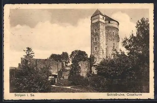 AK Stolpen i. Sa., Schlossruine, Coselturm