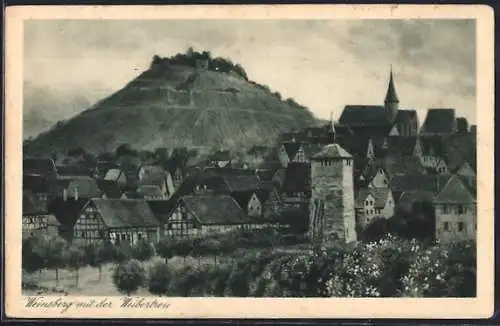 AK Weinsberg, Ortsansicht mit der Weibertreu