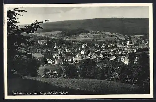 AK Brückenau, Blick v. Sinnberg mit Rhönheim