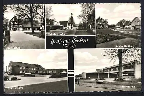 AK Hopsten i. Westf., Kettelerstrasse, Krankenhaus, Realschule